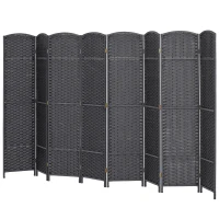 HOMCOM Folding Room Divider Screen 8 Panel 5.6' Tall Privacy Screen Freestanding Room Partition for Home Office, Charcoal Gray(m-1)