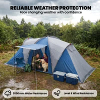 Outsunny Multi-Room Camping Tent for 8-12 Person, Large Family Tent with 3000mm Waterproof Rainfly and Screen Panels,(m-5)