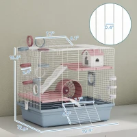 PawHut Hamster Cage, 3-Tier Small Animal Cage with Exercise Wheel, Food Bowl, Water Bottle, House, Tunnels, Ramps(m-3)