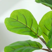 HOMCOM Artificial Fiddle Leaf Fig Tree, 43" Potted Plant with Flocked Soil for Home Office Decor, Green(m-9)