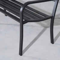 Outsunny 50" 2-Seater Garden Bench Chair, Outdoor Blossoming Pattern Garden Decorative Loveseat Bench for Yard, Lawn, Porch, Black(m-12)