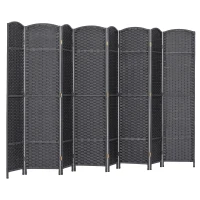 HOMCOM Folding Room Divider Screen 8 Panel 5.6' Tall Privacy Screen Freestanding Room Partition for Home Office, Charcoal Gray(m-11)