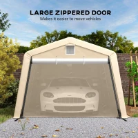 Outsunny 11' x 20' Portable Garage, Heavy Duty Carport Canopy with Ventilation Windows and Large Roll-up Door, Khaki(m-6)