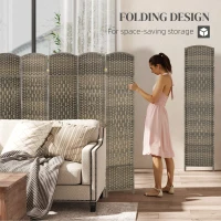 HOMCOM Folding Room Divider Screen 6 Panel 6' Tall Privacy Screen Freestanding Wood Partition for Home Office, Dark Rustic Oak(m-4)