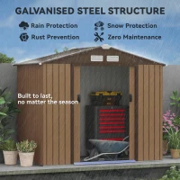 Outsunny 7' x 4' Outdoor Storage Shed, Garden Tool House w/ Foundation Kit Vents & Sliding Doors for Backyard Patio, Brown(m-4)