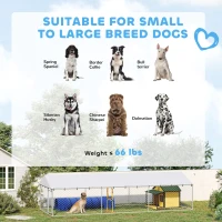 PawHut 20' x 7.5' x 5' Dog Kennel Outdoor for Large Dogs with Waterproof Roof, Silver(m-4)