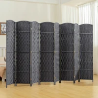 HOMCOM Folding Room Divider Screen 8 Panel 5.6' Tall Privacy Screen Freestanding Room Partition for Home Office, Charcoal Gray(m-10)