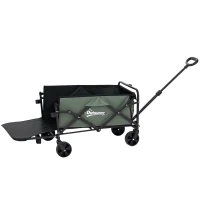 Outsunny Wagon Cart Foldable, Collapsible Wagon Cart with Removable Liner, Handle, Wheels, 72L & 198 LBS Capacity, Green(m-11)
