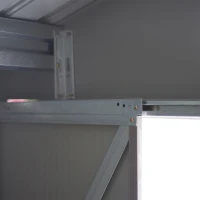 Outsunny 9x6 Galvanized Steel Ventilated Garden Storage Shed with Double Doors, Foundation Kit, Grey(m-13)