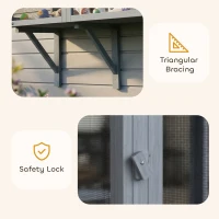 PawHut Catio Outdoor Cat Enclosure Wall-Mounted 2-Level Outdoor Cat House with Waterproof Roof 51.2" Grey(m-10)