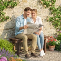 Outsunny Garden Bench 0.8" Seater Outdoor Bench with Storage Shelf 35.4" Carbonized Wood(m-2)