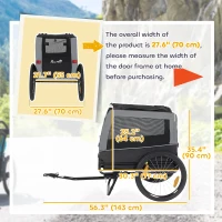 PawHut Dog Bike Trailer, Pet Cart Bicycle Carrier with Support Feet, Large Wheels, 2 Doors(m-3)