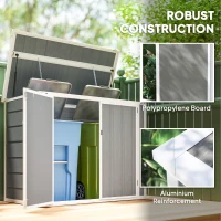 Outsunny 41 Cu. Ft. Outdoor Storage Shed, Outdoor Horizontal Trash Can Storage with Chain Lid, Lockable Storage Box, Grey(m-9)