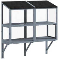 PawHut Catio Outdoor Cat Enclosure Wall-Mounted 2-Level Outdoor Cat House with Waterproof Roof 51.2" Grey(m-11)