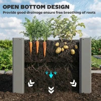 Outsunny Raised Garden Bed Galvanized Planter Box Outdoor with Gloves for Gardening Vegetables, Flower, Herb, 2.6 x 1 x 2 ft, Gray(m-5)