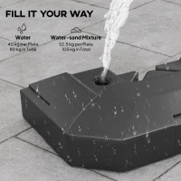 Outsunny 2-Piece Cantilever Umbrella Base Weight Set, 231 lb Water or Sand Fillable Outdoor Offset Umbrella Weights, Black(m-5)
