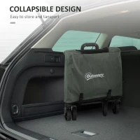 Outsunny Wagon Cart Foldable, Collapsible Wagon Cart with Removable Liner, Handle, Wheels, 72L & 198 LBS Capacity, Green(m-6)