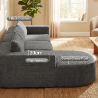 HOMCOM L Shaped Cloud Boneless Couch, Modular Sectional Sofa with Chaise and Deep Seat for Living Room, Bedroom, Dark Grey(m-7)
