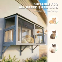 PawHut Catio Outdoor Cat Enclosure Expandable Wooden Cat House with 2 Doors for Window, 51.2"L(m-7)