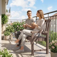 Outsunny 2-Person Garden Bench, HDPE Outdoor Bench with 530 lbs Capacity, Curved Seat for Backyard, Park, Porch, Lawn, Brown(m-8)