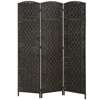 HOMCOM Room Divider, 3 Panel Folding Privacy Screen, 70.9" Tall Portable Weave Partition Wall Divider for Bedroom, Coffee(m-11)
