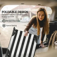 Outsunny Portable Folding Adjustable Sun Beach Lounger / Camping Cot - Black and White(m-6)