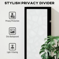 HOMCOM 6 Panel Room Divider, 5.6 FT Lightweight Folding Privacy Screen with Geometric Pattern for Living Room, Bedroom, Black(m-4)