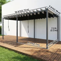 Outsunny 10' x 19' Louvered Pergola with UPF50+ Adjustable Roof and Aluminum Frame, Outdoor Pergola Gazebo, Dark Grey(m-3)