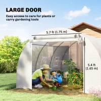Outsunny Walk-in Tunnel Greenhouse, Plant Hot House w/ Support Rods, Roll-up Mesh Door, Mesh Windows, 13'x9.8'x6.6', White(m-7)