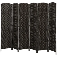 HOMCOM Room Divider, 6 Panel Folding Privacy Screen, 6FT Tall Portable Weave Partition Wall Divider for Bedroom, Coffee(m-1)
