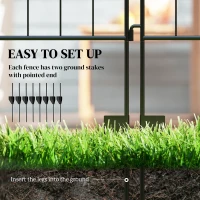 Outsunny Garden Fence, 4 Pack, 44 in(H) x 12 ft(L) Folding Garden Fence Border, No Dig Ground Stake Metal Fence Panels for Outdoor Patio Yard Landscape(m-4)