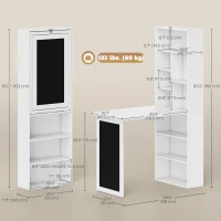 HOMCOM Fold-out Convertible Office Desk, Wall Mount Computer Desk with Blackboard and Side Shelf, White(m-3)