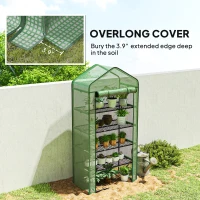 Outsunny 5 Tier Mini Greenhouse, Small Portable Greenhouse with PE Cover, Roll-Up Zippered Door, 76" x 35.4" x 19.3", Green(m-8)
