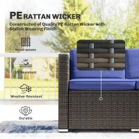 Outsunny 3 Pieces Patio Furniture Set with Cushions, Outdoor PE Rattan Wicker Conversation Corner Sofa Set with Glass Top Table(m-4)