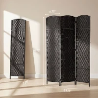 HOMCOM Room Divider, 3 Panel Folding Privacy Screen, 70.9" Tall Portable Weave Partition Wall Divider for Bedroom, Coffee(m-3)