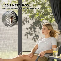 Outsunny 10' x 10' Outdoor Patio Gazebo, Soft Top Gazebo Canopy Shelter with Curtains, Netting, Steel Frame, Hook, Dark Gray(m-6)