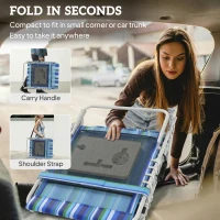 Outsunny Tanning Chair Set of 2 with Face Hole and Side Table, 5-Position Folding Outdoor Chaise Lounge Chair, Blue Stripe(m-7)