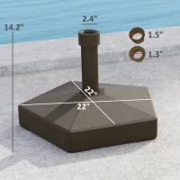 Outsunny Patio Umbrella Base Holder, Heavy Duty Outdoor Umbrella Stand Base, Filled Up to 42lbs with Sand or 33lbs with Water for Garden, Poolside, Brown(m-3)