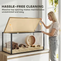 PawHut Large Acrylic Hamster Cage, Chewproof Guinea Pig Cage with Openable Top, for Hedgehog, Dwarf Hamster, Rat(m-7)