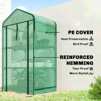 Outsunny Mini Greenhouse with Screen Roof, Portable Small Greenhouse with Roll-Up Zipper Door, 27.6" x 19.7" x 50", Green(m-5)