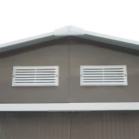 Outsunny 9x6 Galvanized Steel Ventilated Garden Storage Shed with Double Doors, Foundation Kit, Grey(m-12)