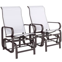 Outsunny Gliding Lounger Chair Set of 2, Single Rockers with Lightweight Metal & Mesh Construction, Beige(m-11)