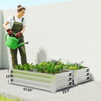 Outsunny Galvanized Raised Garden Bed, 4' x 2' x 1' Metal Planter Box, for Growing Vegetables, Flowers, Herbs, Succulents, Silver(m-3)