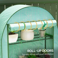 Outsunny Mini Greenhouse, Portable Greenhouse with 4 Tier Shelves, Roll-Up Door, and Plastic Cover, 41.3" x 17.7" x 63", Green(m-6)