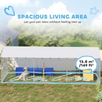 PawHut 20' x 7.5' x 6.5' Dog Kennel Outdoor for Small Medium Large Dogs with Waterproof Cover, Silver(m-5)