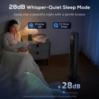 HOMCOM 28dB Tower Fan with 12 Speeds and 4 Modes, Standing Floor Fan with 80° Oscillating, 12H Timer, Black(m-6)