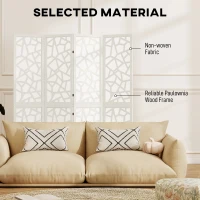 HOMCOM 4 Panel Room Divider, 5.6 FT Lightweight Folding Privacy Screen with Geometric Pattern for Living Room, Bedroom, White(m-5)