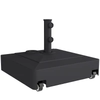 Outsunny Patio Umbrella Base with Wheels, 134 lbs Stand/88 lbs Water Filled Outdoor Umbrella Stand for 1.38/1.5/1.89" Pole, Black(m-11)
