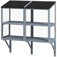 PawHut Catio Outdoor Cat Enclosure Wall-Mounted 2-Level Outdoor Cat House with Waterproof Roof 51.2" Grey(m-2)