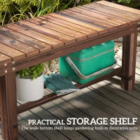 Outsunny Garden Bench 0.8" Seater Outdoor Bench with Storage Shelf 35.4" Carbonized Wood(m-5)